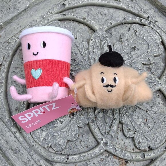 Target Spritz Felt Coffee & Croissant Duo Valentine's Day Figurine 2025 NEW - Picture 4 of 9